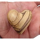 Zuluf Olive Wood Heart Wooden Carved Heart Wedding Gift Valentine Day Gift Made in Bethlehem with Certificate 1.7 x 1.5 Inch
