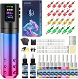 POSEIDON Wireless Tattoo Pen Kit 87Pcs 1800mAh Battery LED Display view 1