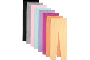 HoeVou 8 Pack Girls Leggings Cotton Leggings for Girls Toddler Warm Stretchy Tights Pants for Kids Pull on Multipack