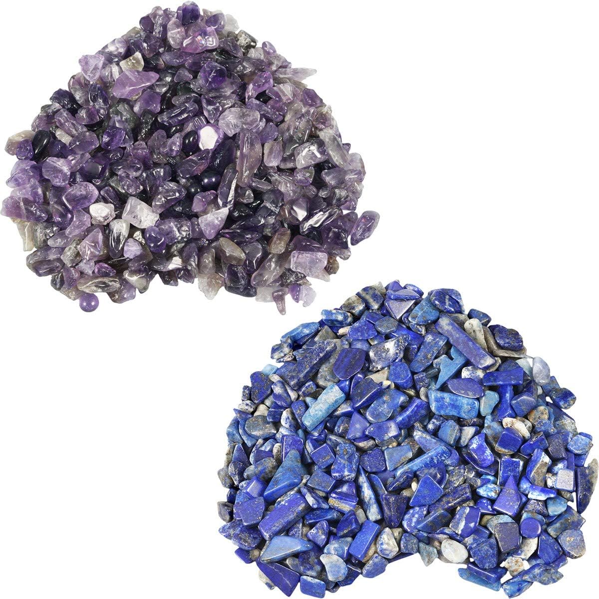 SUNYIK Amethyst/Lapis Lazuli Chips Stone Crushed Healing Crystal Quartz Rocks Reiki Decoration Irregular Shaped, 0.1"-0.5", 0.5lb, Pack of 2: Home & Kitchen