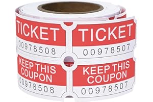 L LIKED 250 Raffle Tickets Rolls, Red (4 Color Selection),Double Roll,50/50 Raffle Tickets for Events, Entry, Class Reward