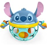 Disney Baby Stitch Oball Rattle by Bright Starts, Easy Grasp Baby Toy with Jingle Ball, Sensory Rattle for Newborn Infant 0-6 Months, Baby Toys 3-6 Months