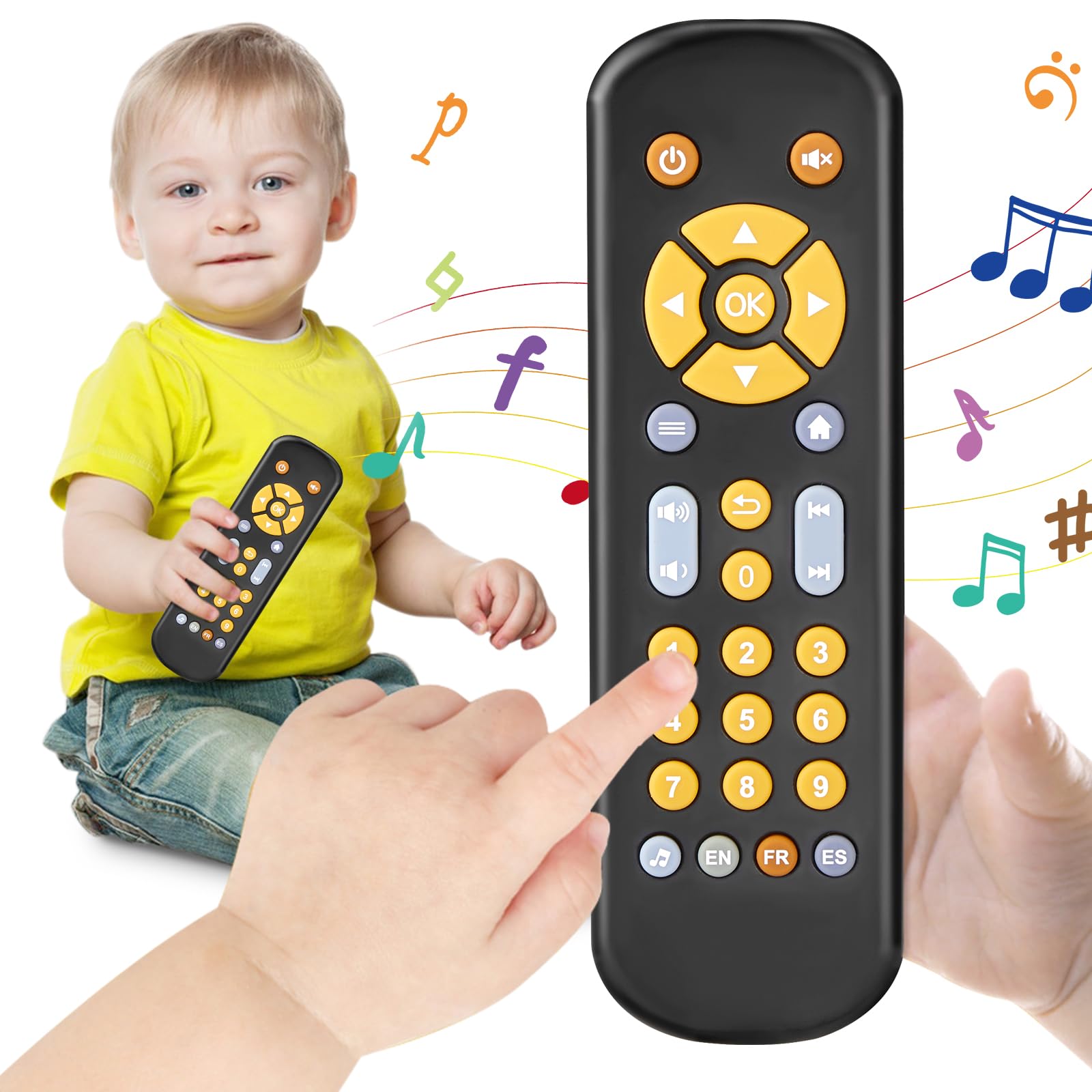 Photo 1 of Avkast Baby TV Remote Control Toy 6 Month+, Toddler Realistic Remote Toy with Sound and Light, Early Educational Music Toys with 3 Languages English French Spanish for Infant Boys Girls 6 12 18 months