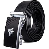 Barry.Wang Men's Ratchet Leather Belt 1 3/8" Adjustable Buckle Slide Click Casual Dress Golf Jeans Business Classic