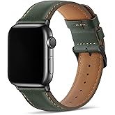 Tasikar Bands Compatible with Apple Watch Band 42mm (Series11/10) 41mm 40mm 38mm Men Genuine Leather Replacement Bands Compatible with Apple Watch SE Series 11 10 9 8 7 6 5 4 3, Green