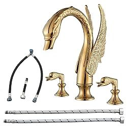 Vidugg Gold Swan Bathroom Sink Faucet 3 Holes