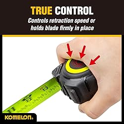 Komelon 25-Ft Retraction Control Tape Measure with