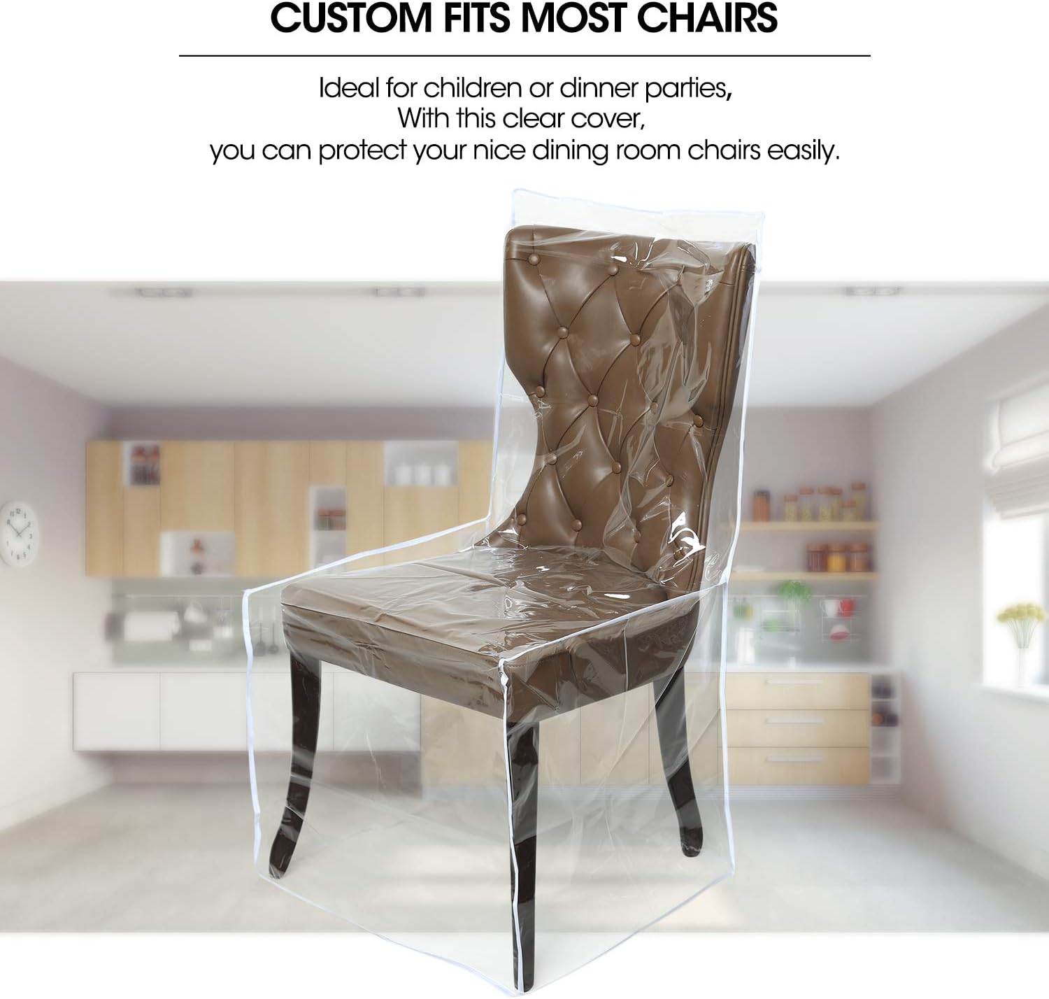 Zipcase 2 Packs All Cover in Plastic Dinning Chair Covers - Heavy Duty Clear Chair Protectors Keep Your Dinning Chair Away from Water Dust Paws and Claws: Furniture & Decor