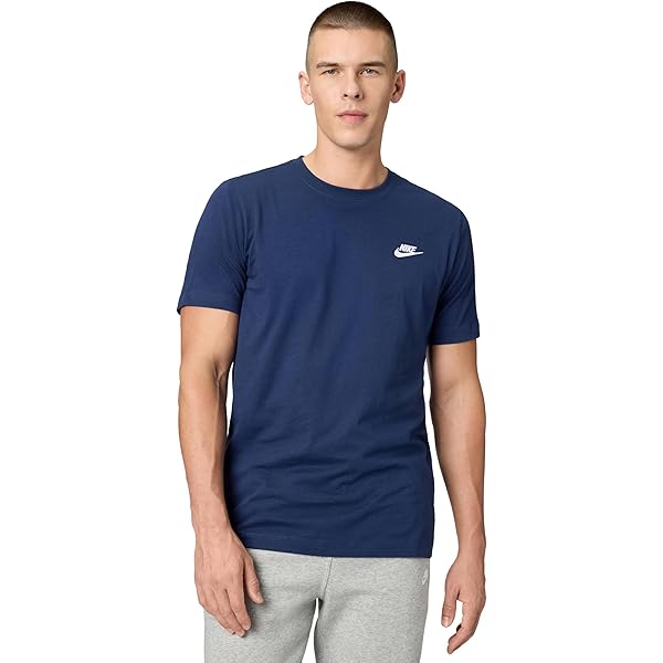 Nike Men's Sportswear Club T Shirt, Midnight Navy/White