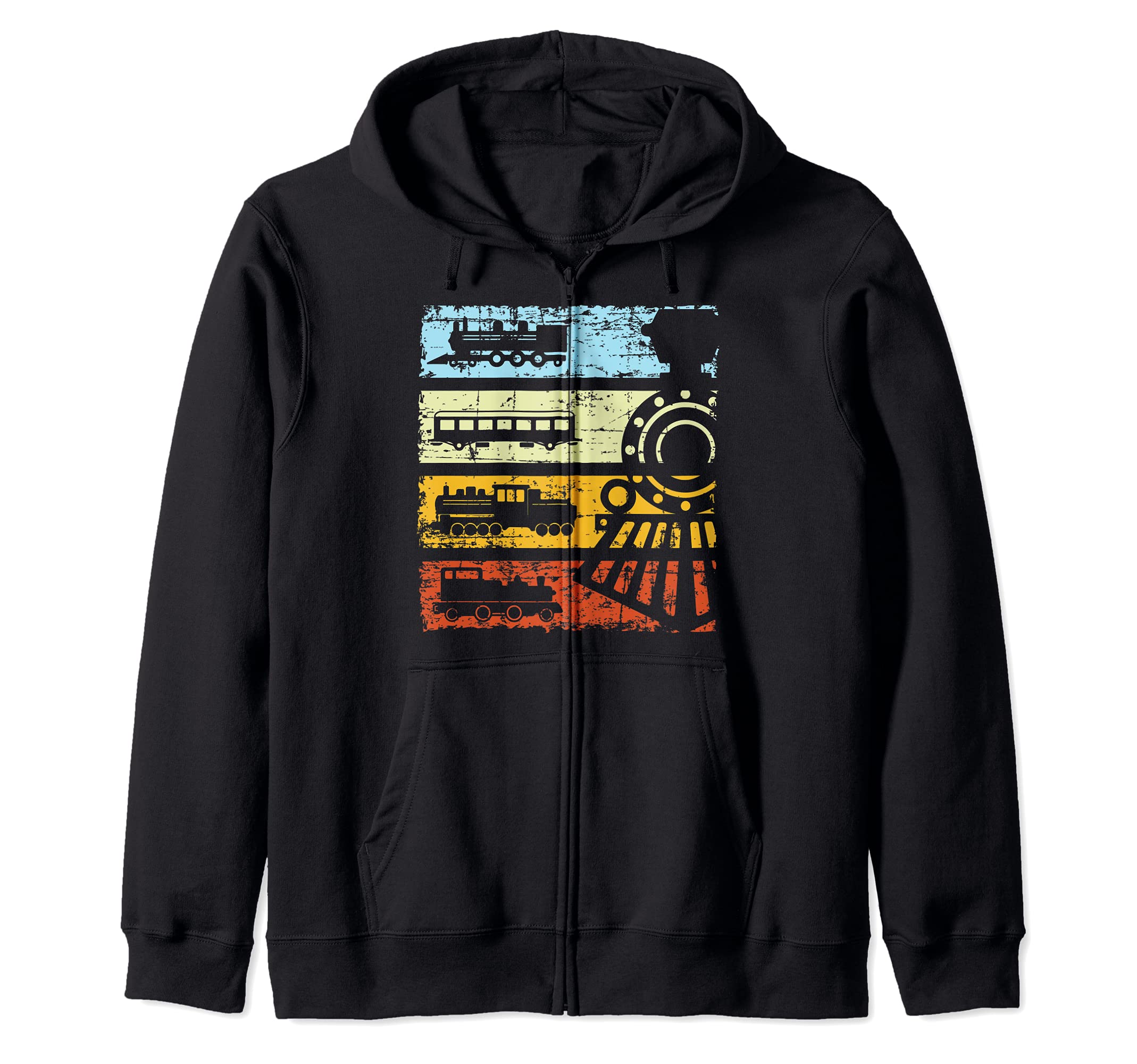 Vintage Train T-shirt Railway Locomotive Retro Train Zip Hoodie