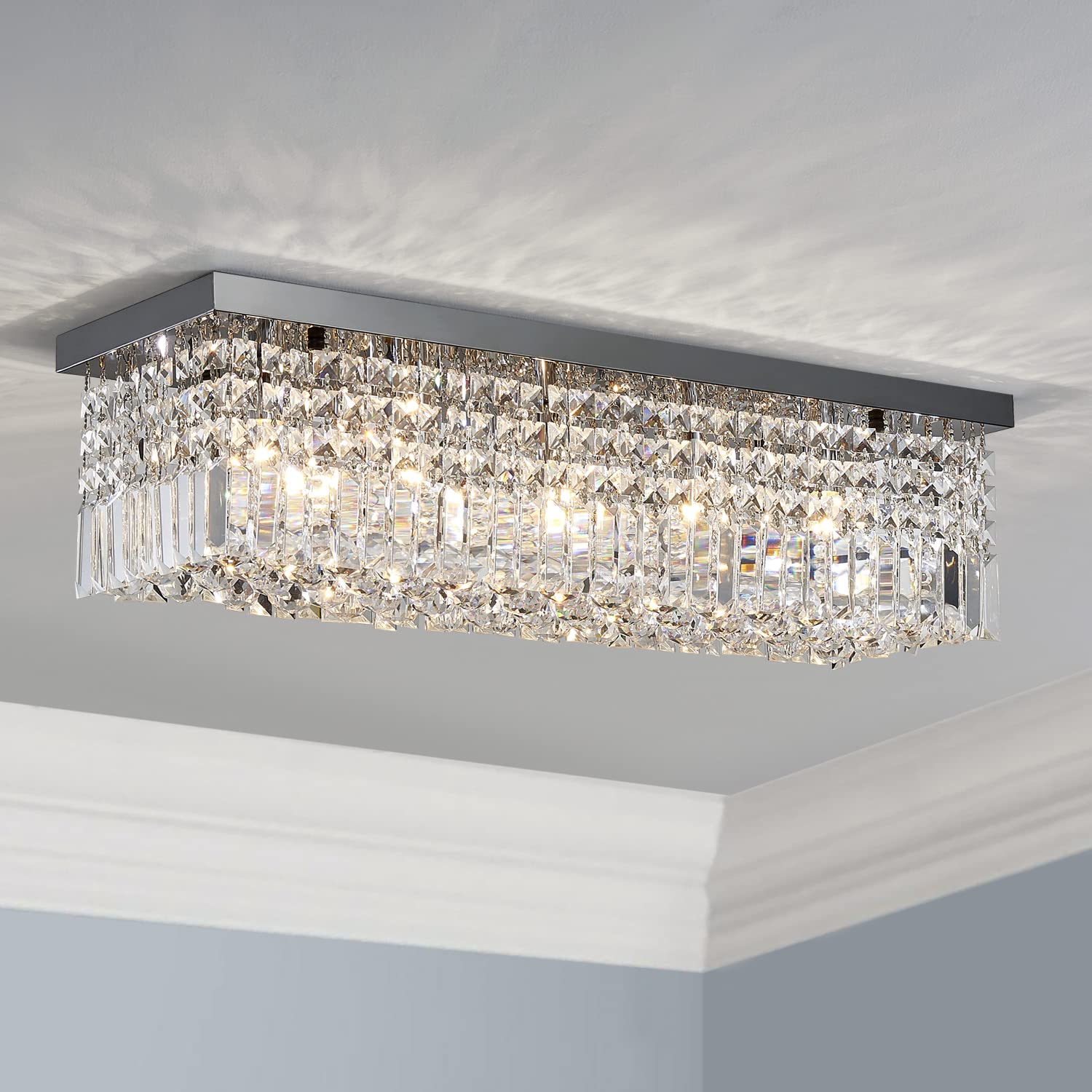 Photo 1 of ******************NEW, MIGHT BE MISSING PIECES***************
Saint Mossi 22010 5-Lights Modern K9 Crystal Chandelier, Island Design, Flush Mount Ceiling Light, H9 x W10 x L31, Clear Crystal & Pearl Black Finish