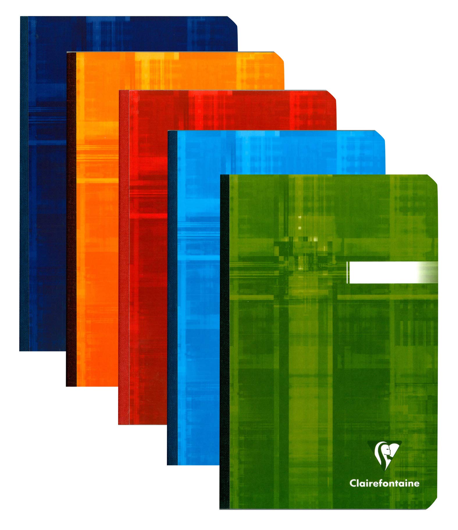 Clairefontaine 9606C Set of 5 Canvas Spine Small Notebooks - 11x17cm - 192 Lined Pages - 90 g White Paper - Laminated Card Cover - Random Colours