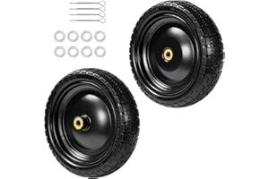 LTNICER 13" Tire Compatible with Gorilla Cart, 4.00-6 Flat Free Solid Tire and Wheel (Solid Polyurethane) for Wagon,Wheelbarrow,Yard Trailers-5/8" Bearings,Offset Hub 2.1" (2 Pack)