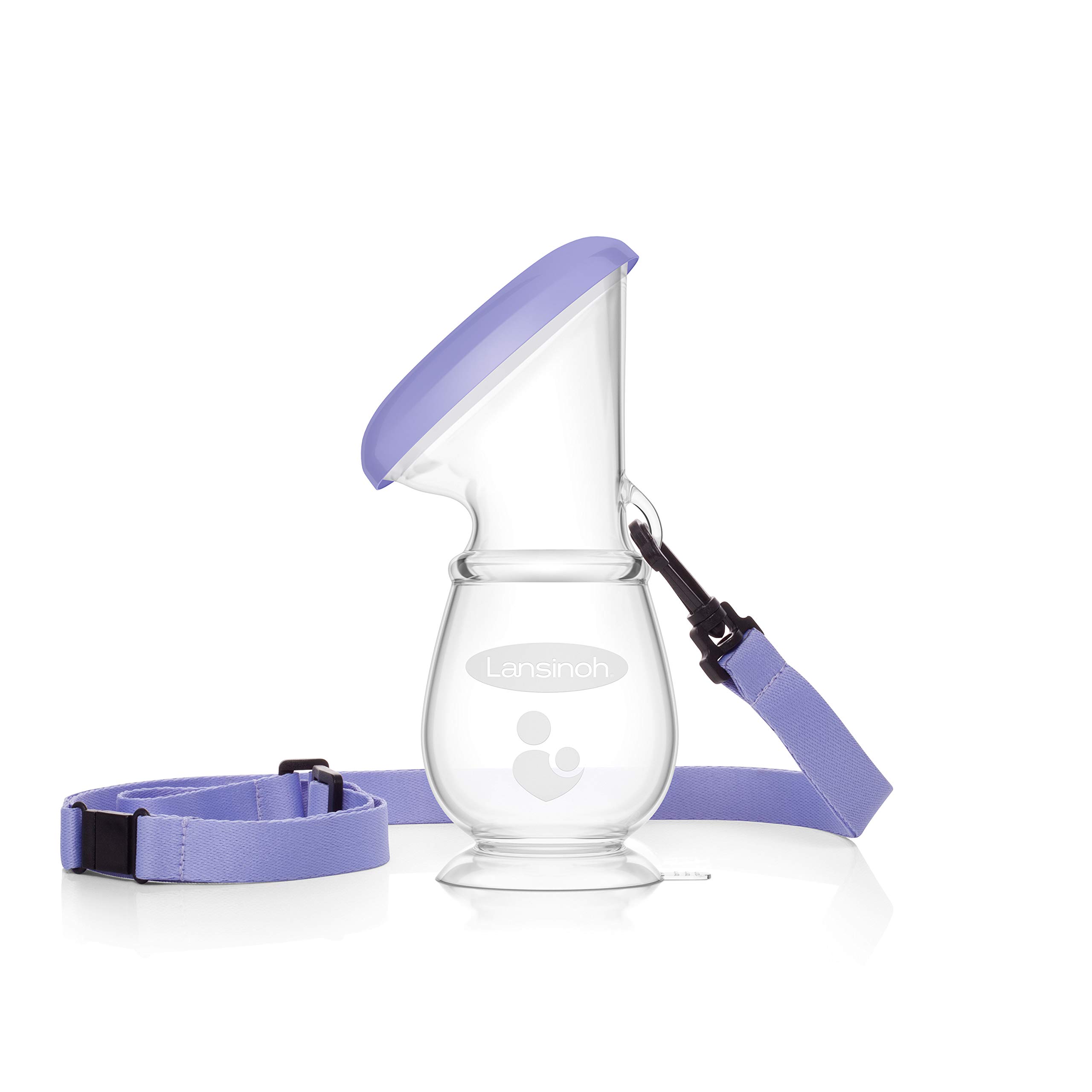 Lansinoh Breastmilk Collector Breastpump for Excess Breast Milk from Breastfeeding Mums BPA BPS Free 100% Silicone with Lid & Neck Strap, Transparent