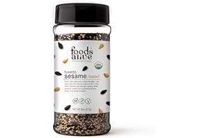 Foods Alive Organic Tuxedo Sesame Seeds, 8oz Shaker Jar, Raw, Unhulled, Kosher, Gluten Free, Keto