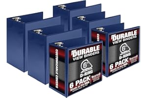 Samsill Durable 6 inch 3 Ring Binder, Made in USA, Locking D Ring FSC 100% Recycled Chipboard, Blue, 6 Pack