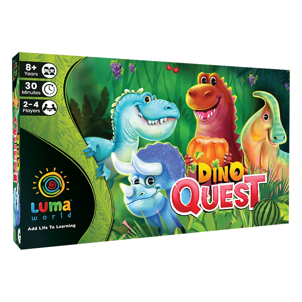 LUMA WORLD ADD LIFE TO LEARNING Dino Quest Educational Brain Game For Kids 8+ To Learn Math, Measurement, Unit, Race & Chase Strategy 4 Dinosaur Characters, 30 Minutes & 2-4 Players Multicolour