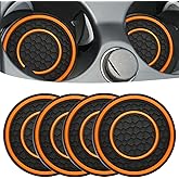JUNAHAA Car Cup Coaster Universal Automotive Waterproof Non-Slip Cup Holders Sift-Proof Spill Holder Car Interior Accessories 4 Pack Black & Orange