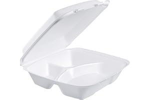 SOLO Dart 90HT3R Lg 3 Comp Foam Hinged Container, 9 in (Case of 200)