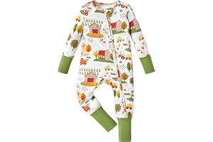 PATPAT Baby Pajama with Bamboo Viscose, Footie Jumpsuit Romper with 2-Way Zipper for Baby Boy Girl Toddler Sleeper Sleepwear