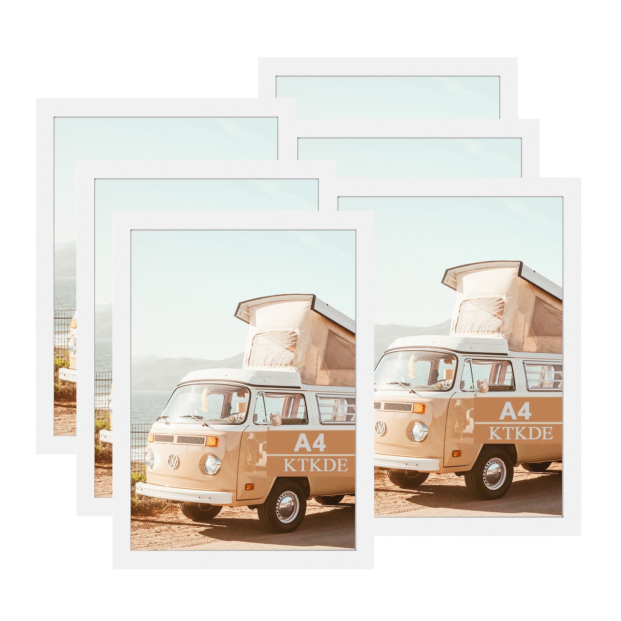 Photo 1 of KTKDE A4 Picture Frame White set of 6 with Shatter-Resistant Glass - 8.3x11.7 Frame with Engineered Wood - Signature Collection - A4 Frame for Tabletop and Wall Home Decor best gift