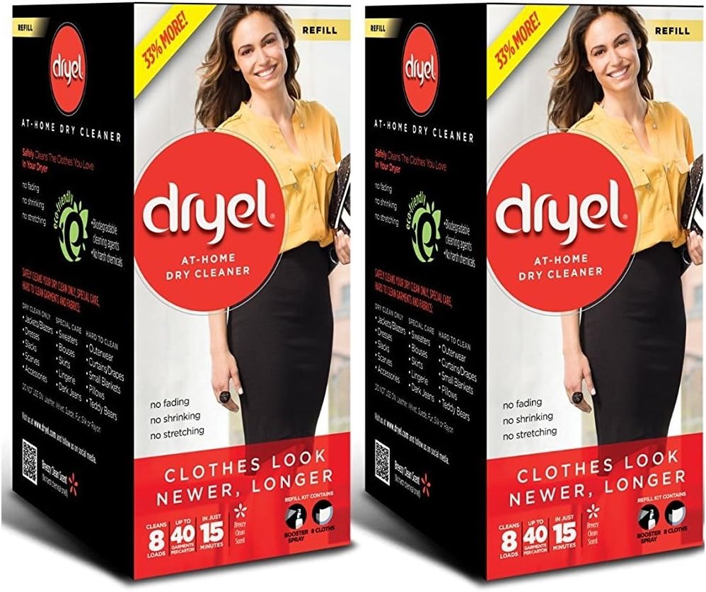 Dryel At Home Dry Cleaner Refill (Pack of 2), 16 Counts in total
