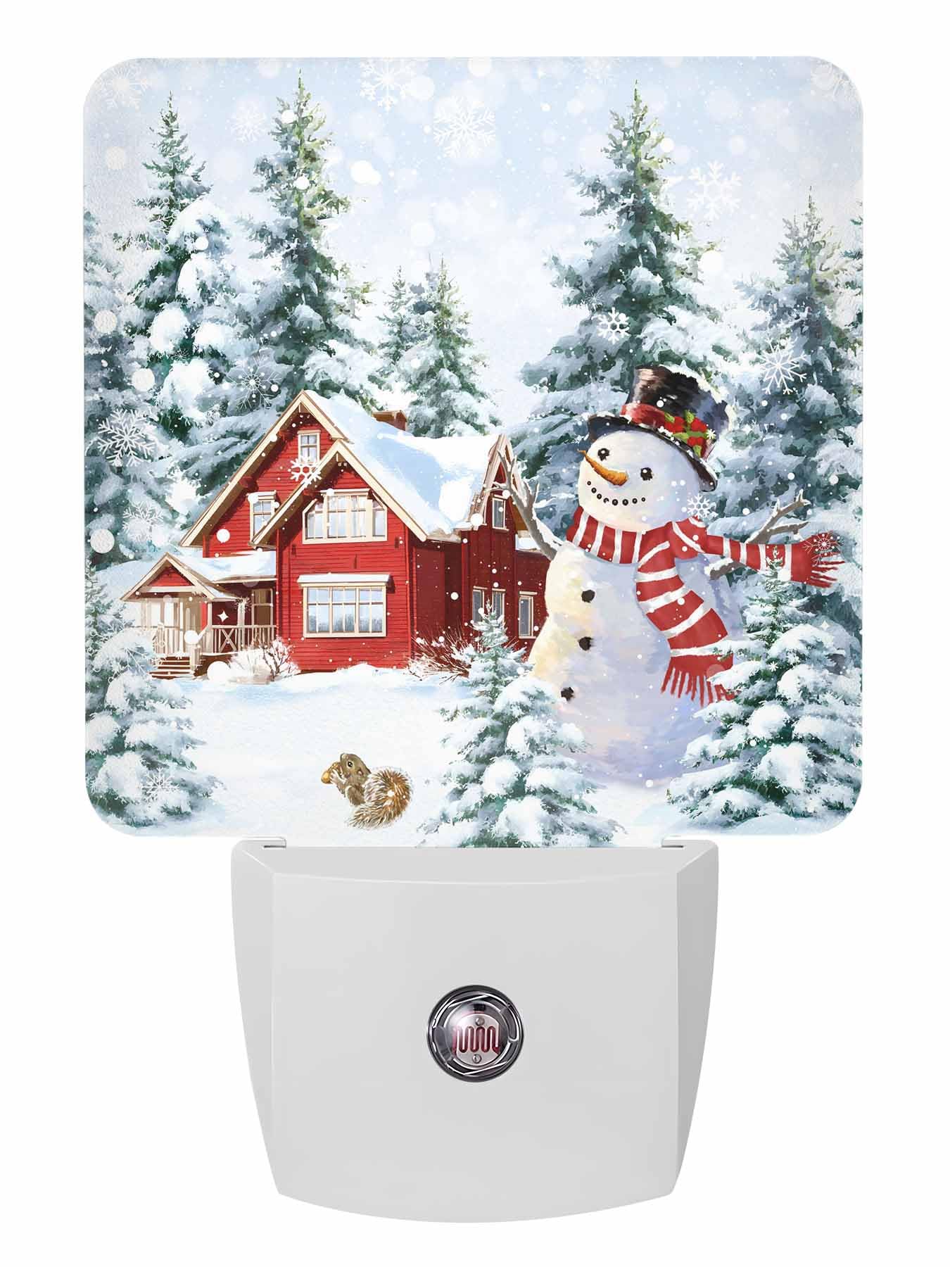 Photo 1 of (ONLY INCLUDES TREES)Christmas Night Lights Plug into Wall, Farmhouse Snowman Winter Forest Plug in Night Light with Dusk-to-Dawn Light Sensor, Automatic Dimmable LED Nightlight for Bathroom, Hallway, Kitchen, Stairway