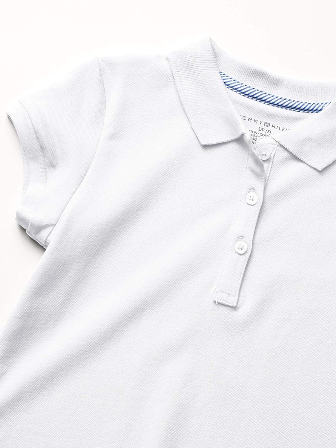 Tommy Hilfiger Short Sleeve Girls Fit Stretch Pique Polo Shirt, Kids School Uniform Clothes: Clothing