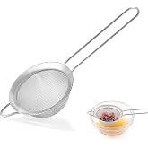 Fine Mesh Strainers for Kitchen, COKUMA Stainless Steel Metal Hand Small Mini Sieve Strainer, Cocktail Strainer Tea Coffee Ju