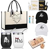 VAIPI Wedding Gifts for Couples 2026, Personalized Mr & Mrs Gifts for Honeymoon, Engagement Gift for Newlyweds with 12 oz Insulated Tumblers Caps Passport Holders Baggage Tags Wishing Bottles Tote Bag