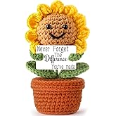 Thank You Gifts for Women Teacher, Appreciation Gifts for Coworkers, Boss, Coach, Nurse, Friend, Funny Handmade Crochet Sunflower Gift for Retirement, Birthday, Graduation, Easter Valentines Day Decor