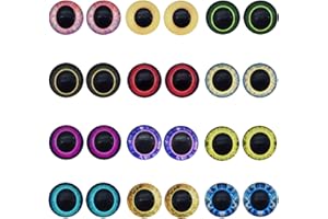 GraceAngie 40PCS (20Pairs) 15mm Mixed Color Lucky Evil Eyes Animal Doll Eyes Round Flatback Scrapbooking Dome Cabochons for J
