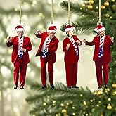 Donald Trump Ornament 2025 Set of 4 - Trump Ornaments for Valentine's Day Tree, Trump Dancing Ornament, Trump Xmas Gifts for Supporter Trump Pendant Christmas Decorations (4 Christmas Red)