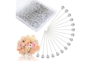BOYIVI 300PCS 1.5 Inch Straight Clear Corsage Boutonniere Pins with Crystal Heads Diamond Rhinestone Floral Pins Ideal for DIY Decoration, Crafts, Sewing, Quilting and Wedding Bridal Hair Accessories