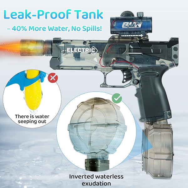 ELECTRIC TACTICAL WATER BLASTER WITH LED EFFECTS, 500ML TANK, 32FT RANGE, DUAL-MODE OPERATION FOR OUTDOOR SUMMER GAMES