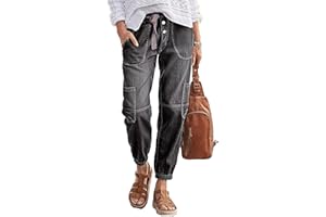 Flamingals Straight Leg Button Fly Jeans for Women Multi Pocket Mid Rise Jeans Without Belt Denim Pants