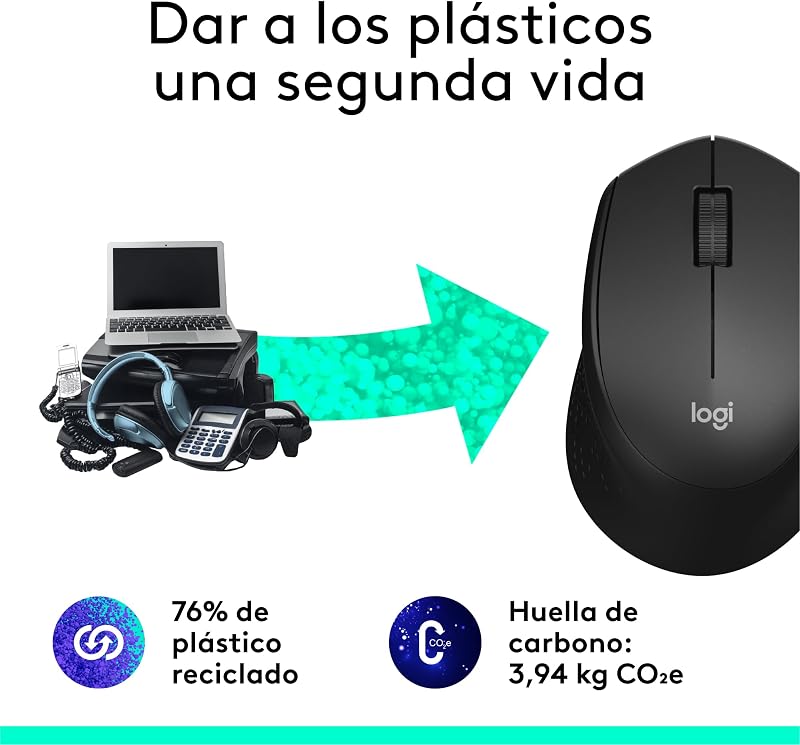 Logitech M280 Wireless Mouse, 2,4 GHz com Nano USB Receiver, Optical Tracking 1000 DPI, 3 botões, bateria de 18 meses, PC / Mac / Laptop - Preto