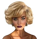 Blonde Short Wavy Wig for Women – Medium Golden