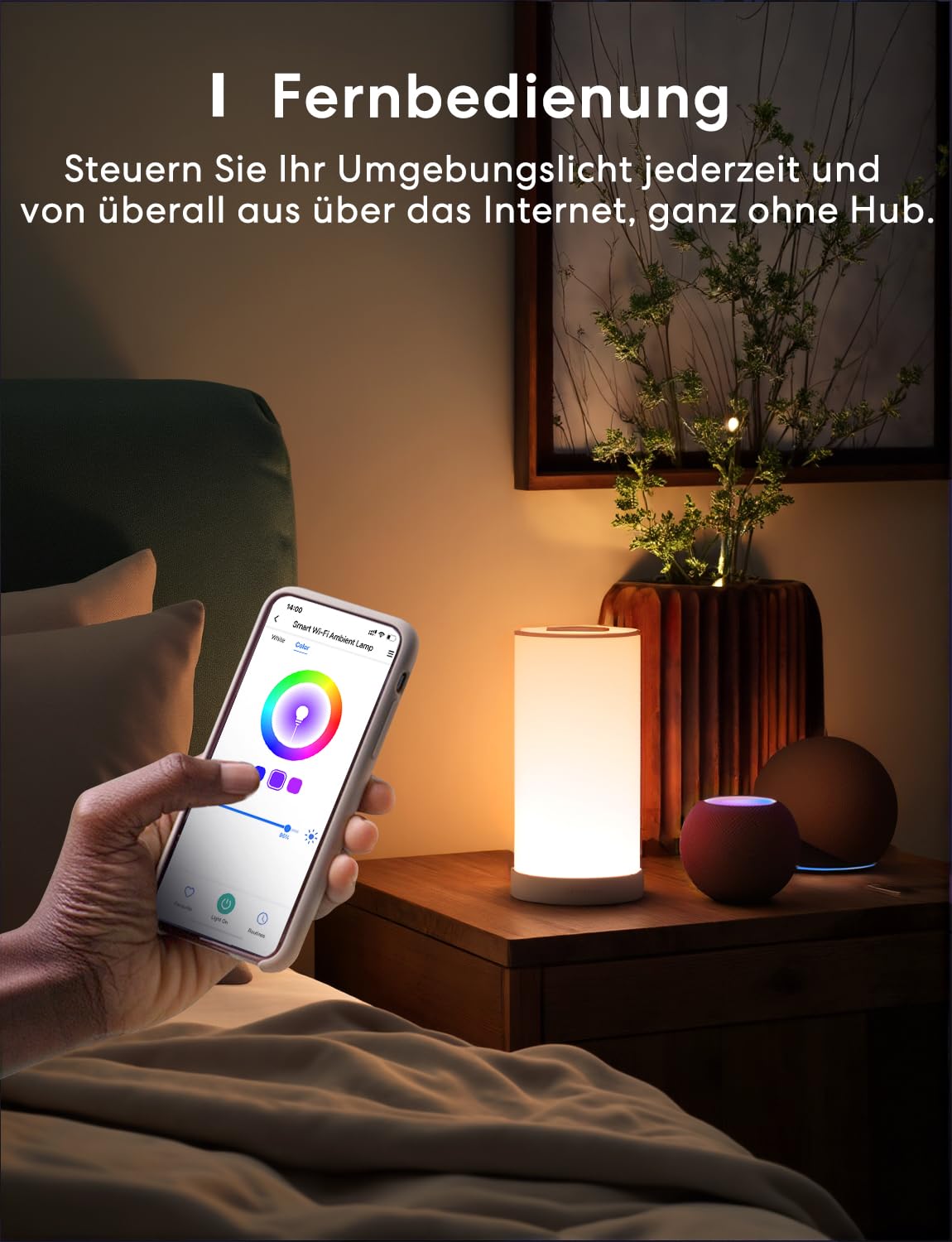 meross WLAN LED Nachttischlampe Funktioniert mit Apple HomeKit, Dimmbar RGBCW Atmosphäre Touch Nachtlampe für Schlafzimmer Wohnzimmer, Smart Nachtlicht Funktioniert mit Alexa, Google Home 3