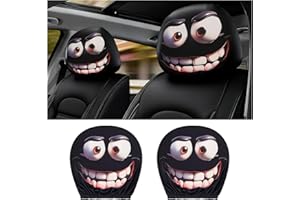 2PCS Funny Headrest Covers for Cars,Personalized Cute Car Headrest Covers with Cartoon Eyes for Adding Halloween Decorations,