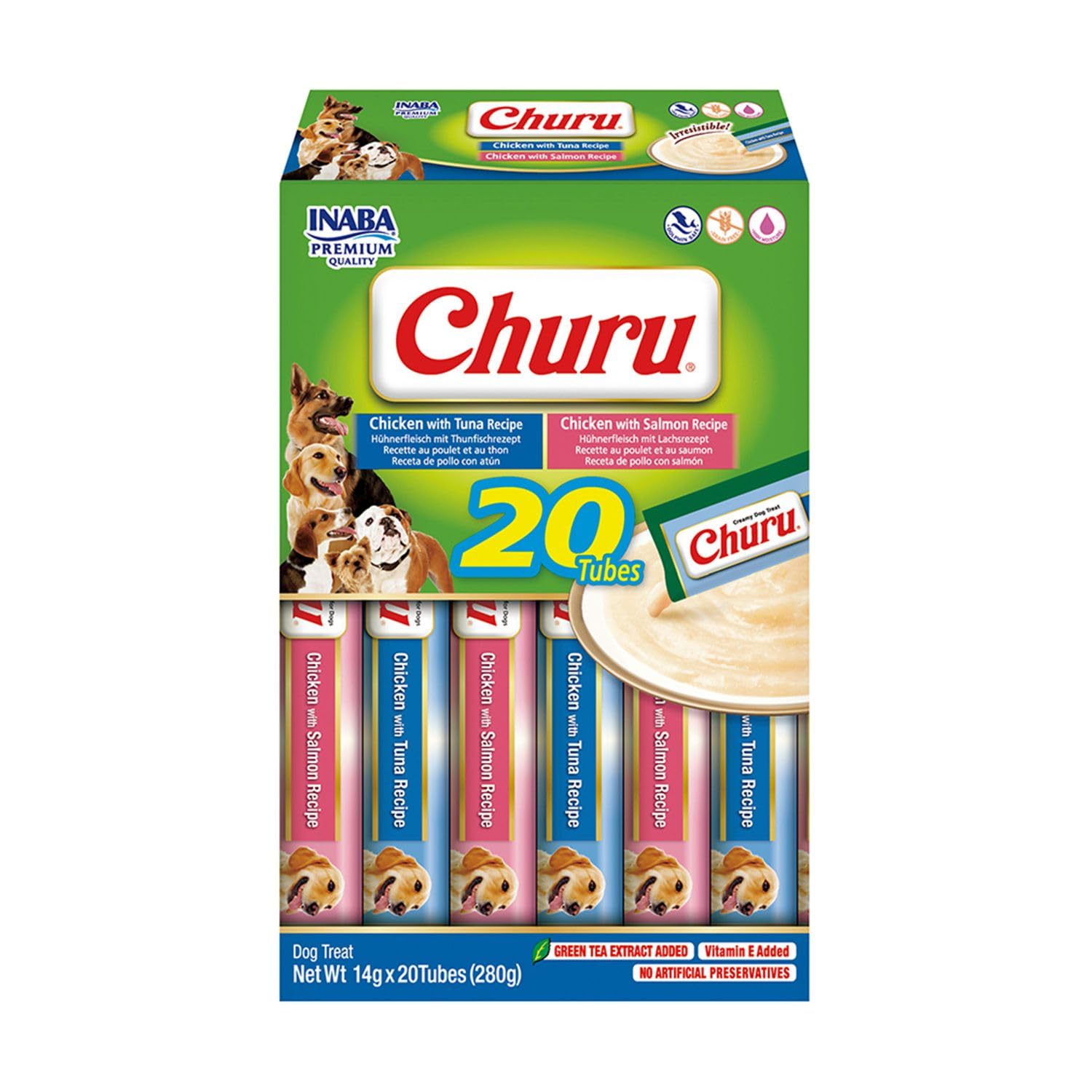 Churu Sticks by INABA Dog Treats - Chicken with Seafoods Variety Box - 1 Pack (20 x 14g) / Soft & Creamy Dog Treat, Delicious & Healthy Snack, Pill Assist, Training Treat, Natural, Grain Free