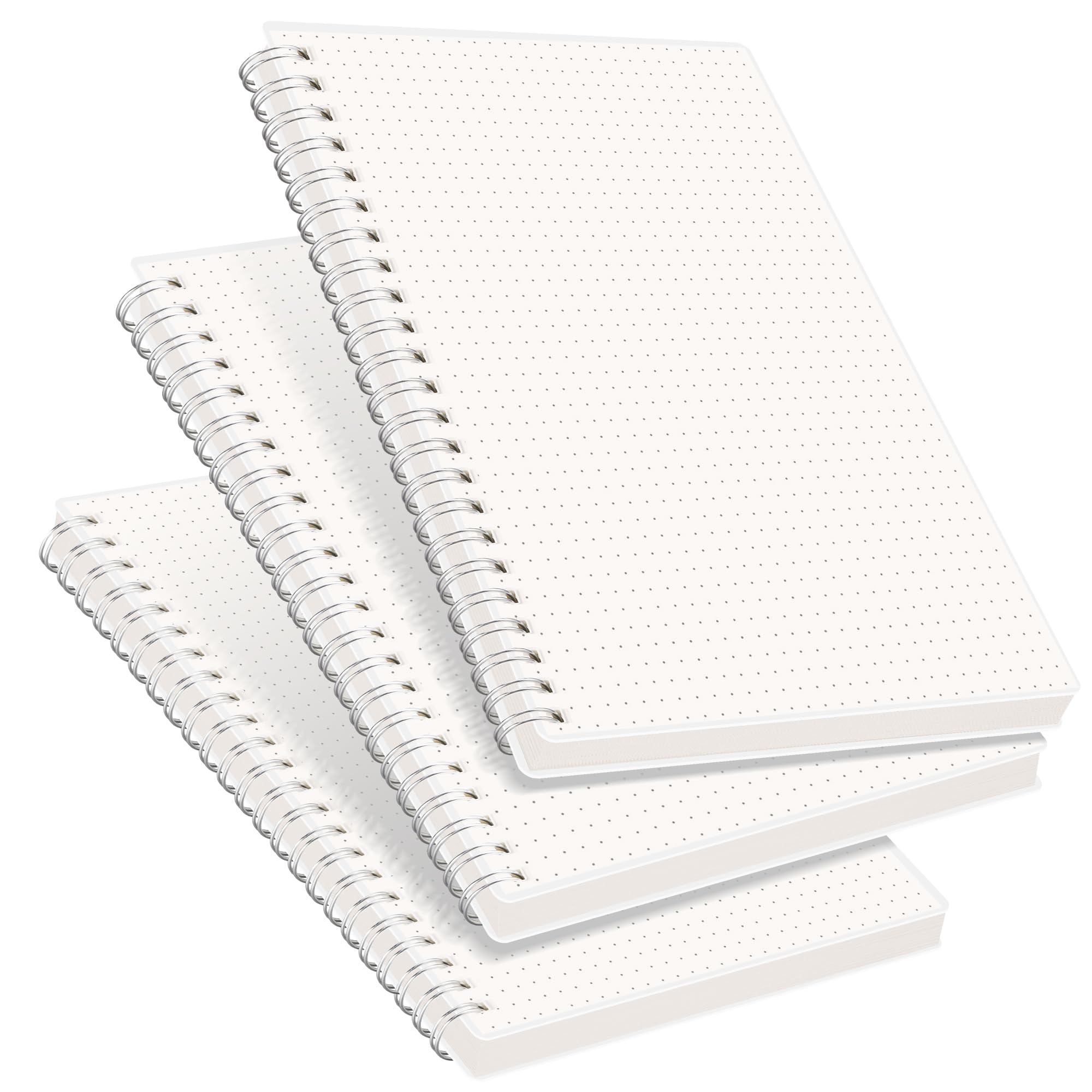 Photo 1 of Rettacy  Dotted Journal Notebook, 3-Pack, 160 Pages per Pack, A5 Medium Size (5.7' × 8.3'), 100 GSM Thick Paper, Spiral-bound, Flexible Plastic Cover, for Bullet Journaling, Planning