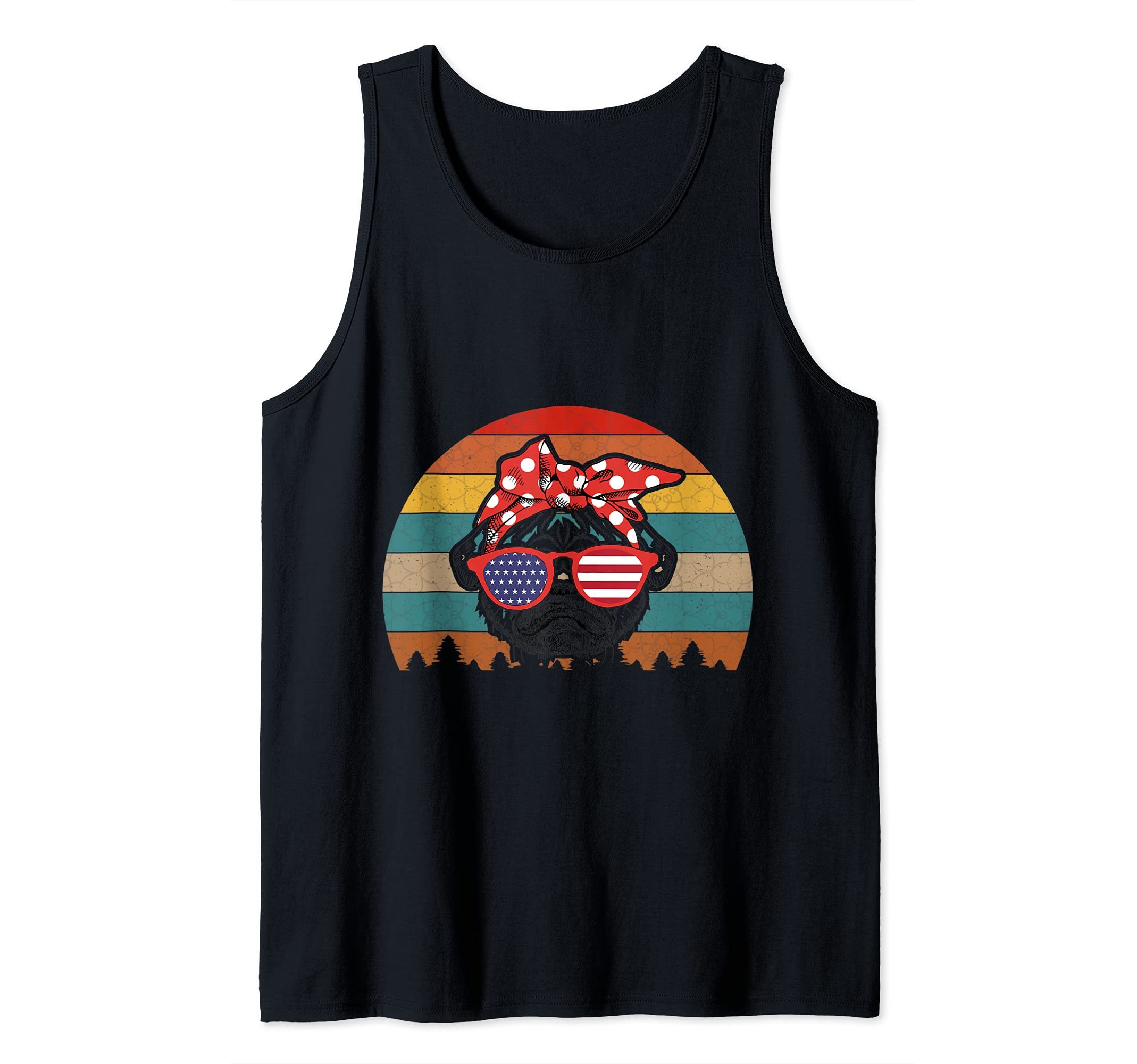 Bandana Dog July 4th of July USA US Flag Tank Top