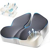 Seat Cushion for Office Chair with Adjustable Loft, Thick Memory Foam Chair Cushion for Back & Sciatica Tailbone Coccyx Pain Relief on Home Chair, Ergonomic Wheelchair Desk Pillow Hip Shaping Support
