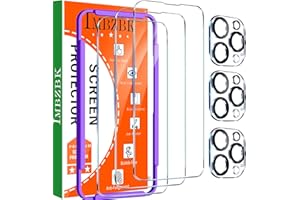 IMBZBK 3 Pack Screen Protector for iPhone 14 Pro Tempered Glass with 3 Pack Camera Lens Protector, Accessories 9H Anti Scratch for Apple 14 Pro, 2.5D Curved, Case Friendly, Transparent