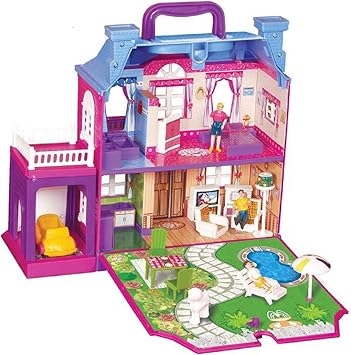 HALO NATION Doll House Dream Palace with Furniture Set LED Light and Complete Backyard - 40 Pieces