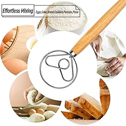 YIGEDA Danish Dough Whisk - Wooden Danish Whisk for