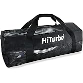 Hiturbo 100L Mesh Dive Duffel Bag: Large Scuba Gear for Diving | Quick-Drain Mesh Duffle | Fins Mask Snorkel Storage | Shoulder Strap | Beach Pool Travel | Freediving Swimming Surfing