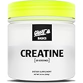 GHOST Basics Creatine Monohydrate Powder for Men & Women – 5G Creapure Creatine Workout Supplement for Muscle Gain – Vegan, Soy Free & Gluten Free - 50 Servings