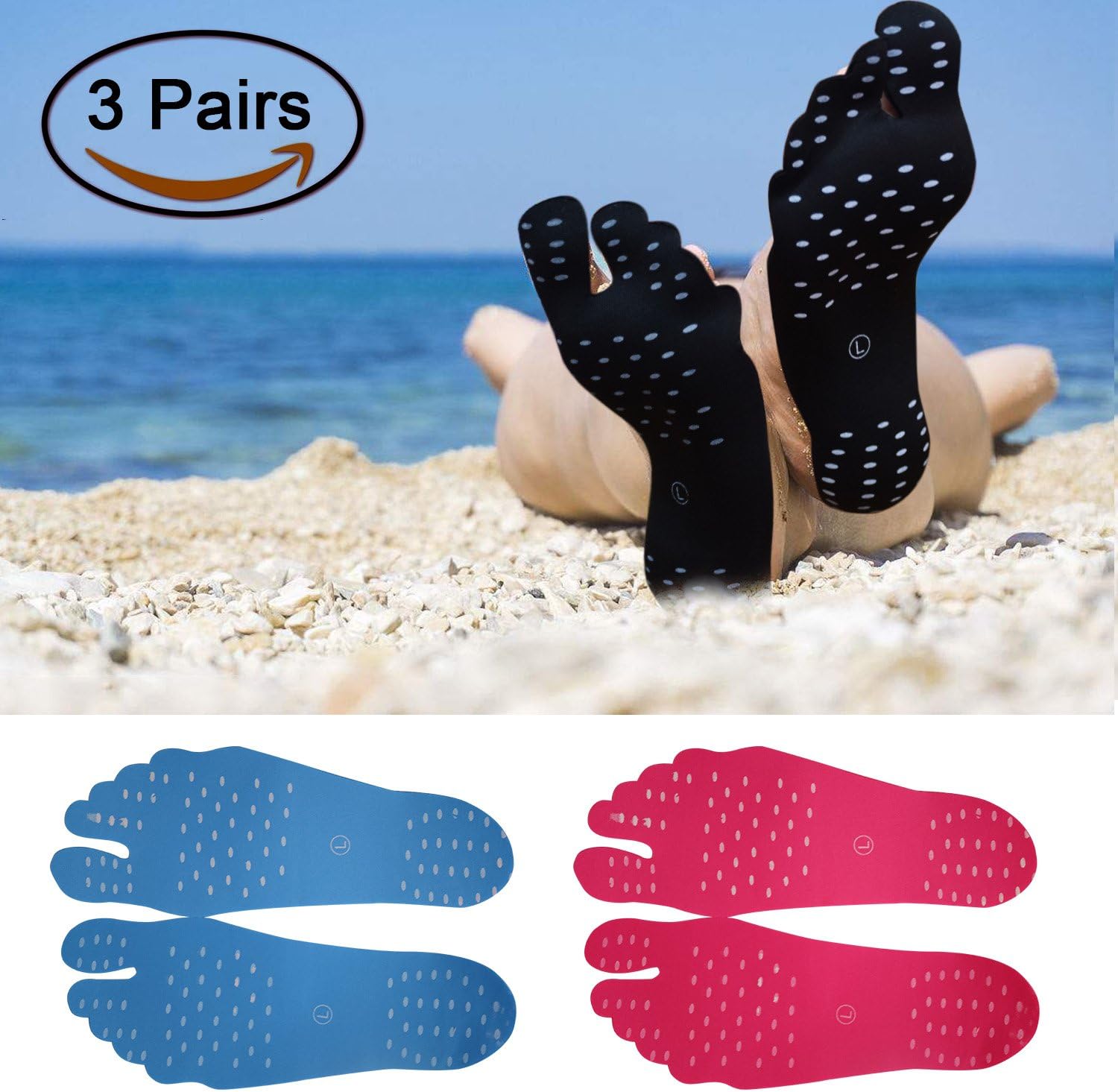 Beach Foot Pads for Unisex Barefoot Lover, Stick on Soles, Invisible Shoes Stick on Foot Pads, Foot Stickers, Nakefit Stick on Soles With Anti-Slip and Waterproof, 3 Pairs/Pack